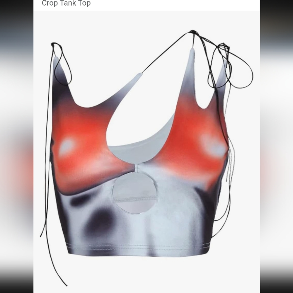 Cape Clique Rave Stylish Women's Crop Tank Top - Red and Gray XL